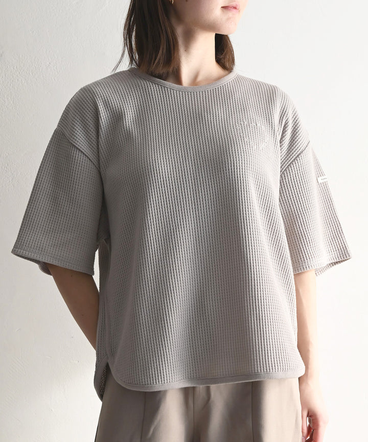 羅紋圓 નીચે 短袖格子 T 恤