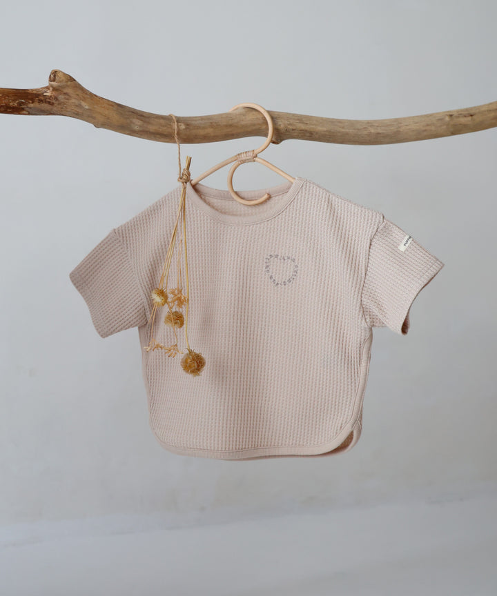 羅紋圓 નીચે 短袖格子 T 恤