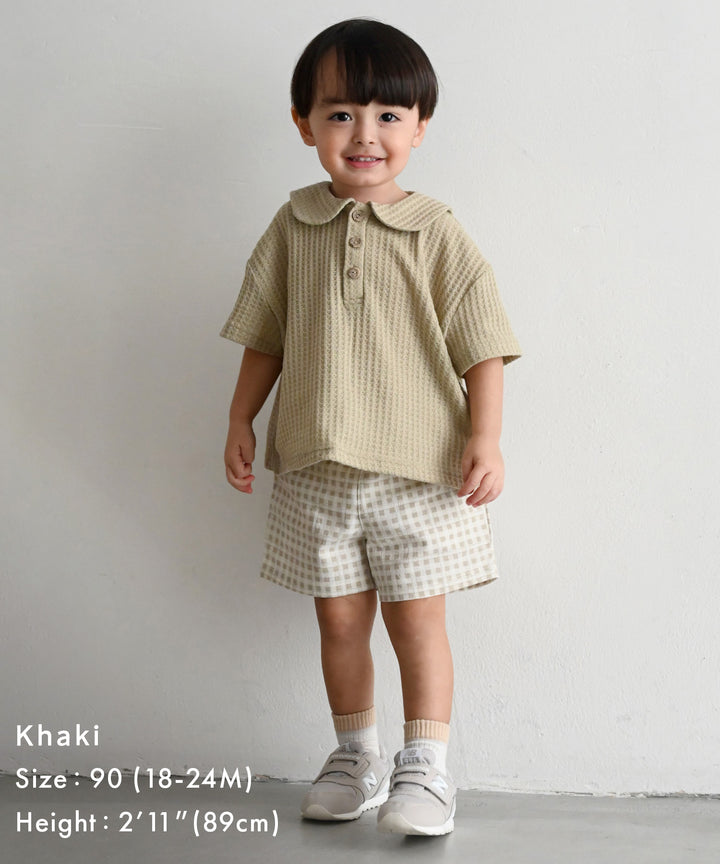 Sailor-Collar Short-Sleeve Knit T-Shirt