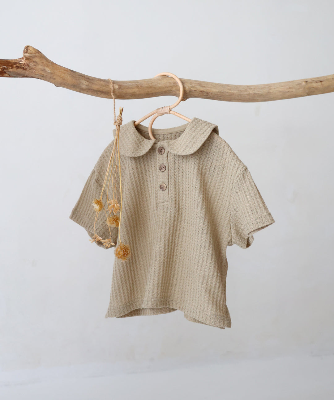 Sailor-Collar Short-Sleeve Knit T-Shirt