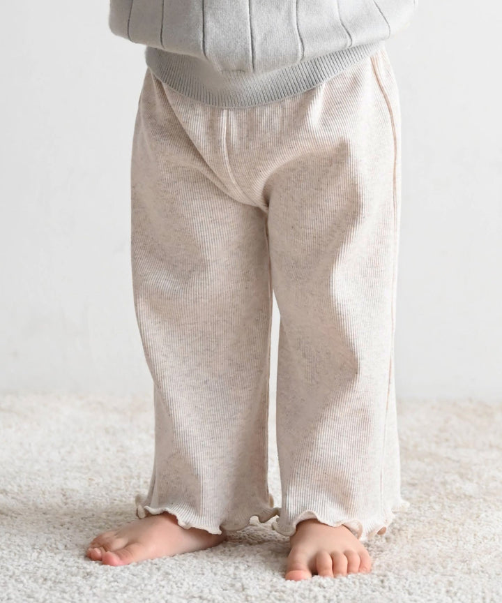 Ribbed Lettuce-Hem Pants