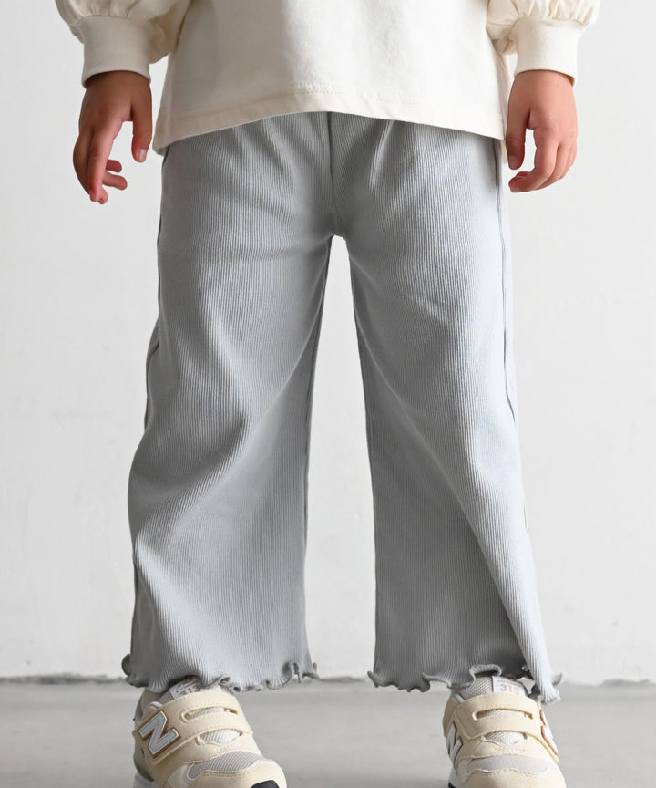 Ribbed Lettuce-Hem Pants