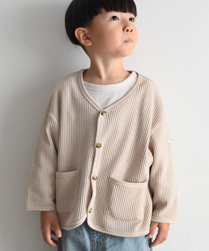 Loose-Fit Waffle Knit Cardigan