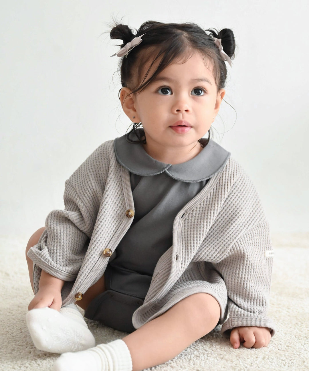 Loose-Fit Waffle Knit Cardigan