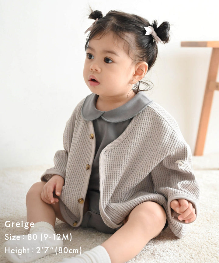 Loose-Fit Waffle Knit Cardigan