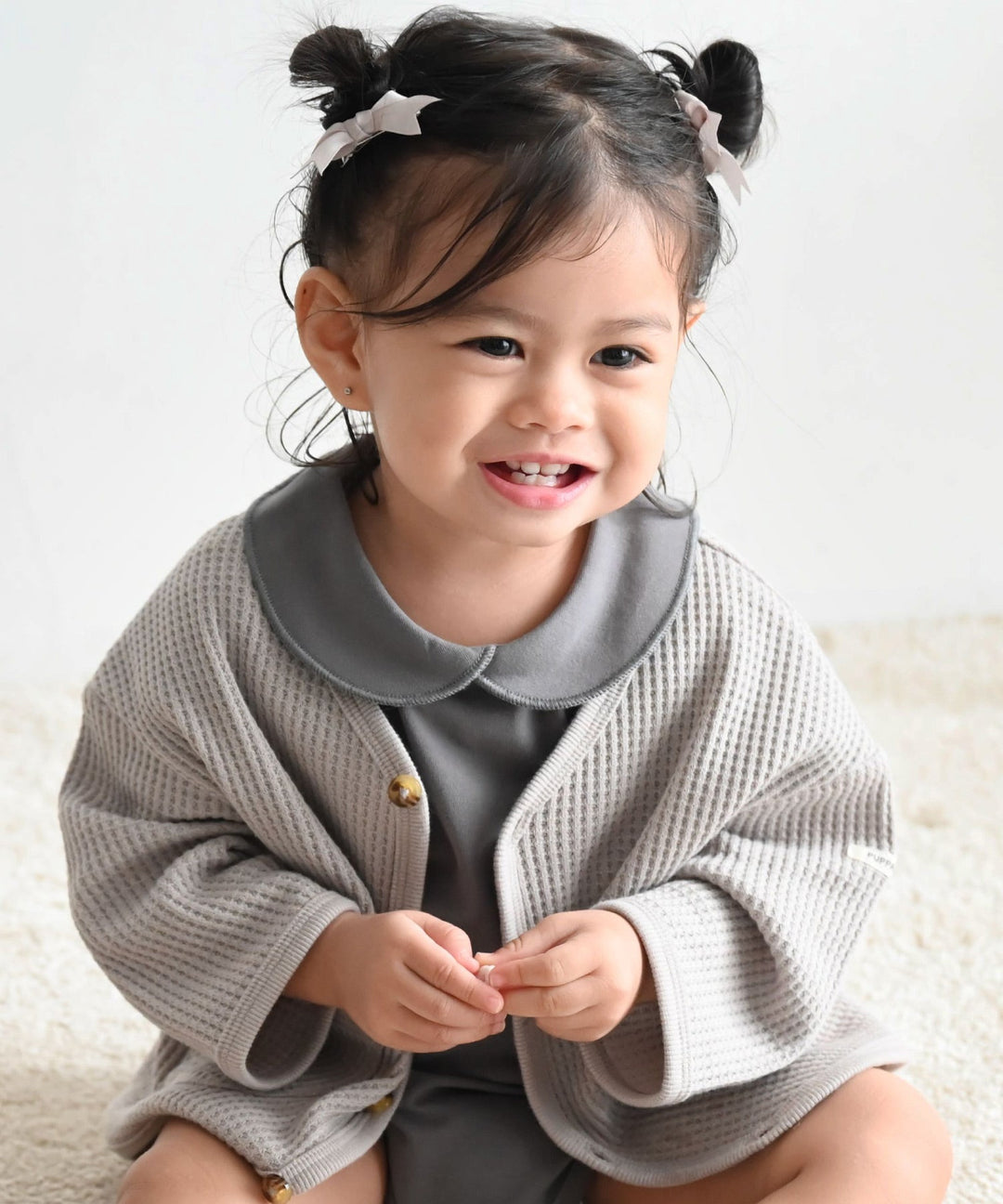 Loose-Fit Waffle Knit Cardigan