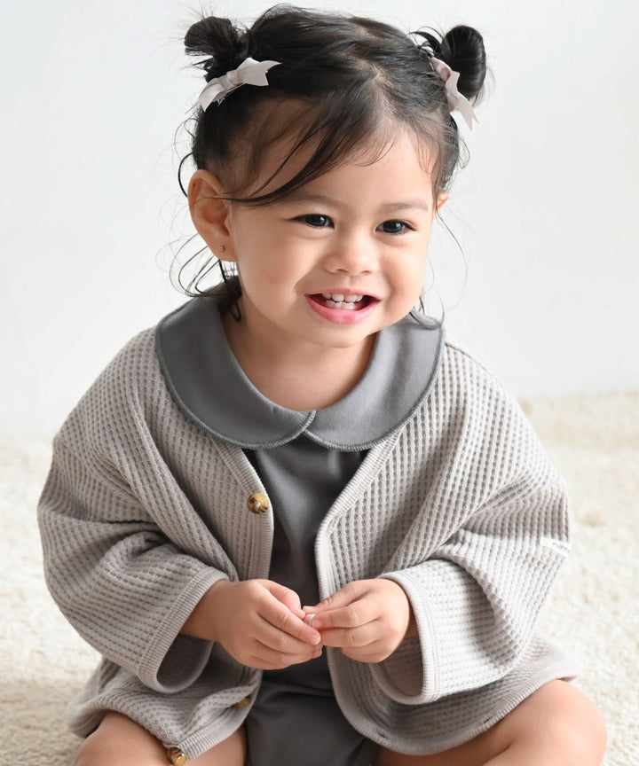 Loose-Fit Waffle Knit Cardigan