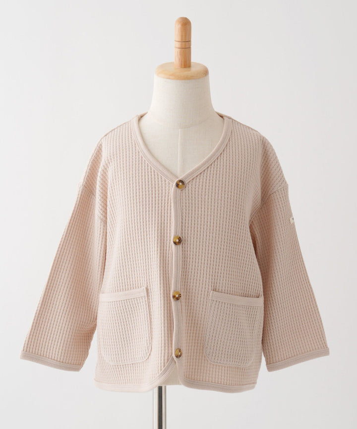 Loose-Fit Waffle Knit Cardigan