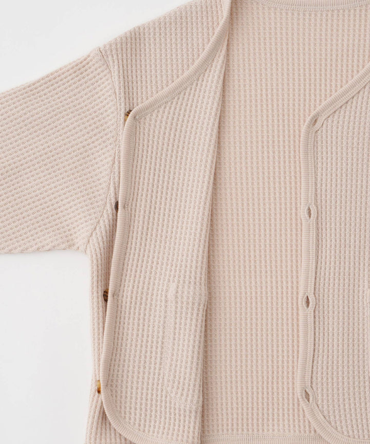 Loose-Fit Waffle Knit Cardigan