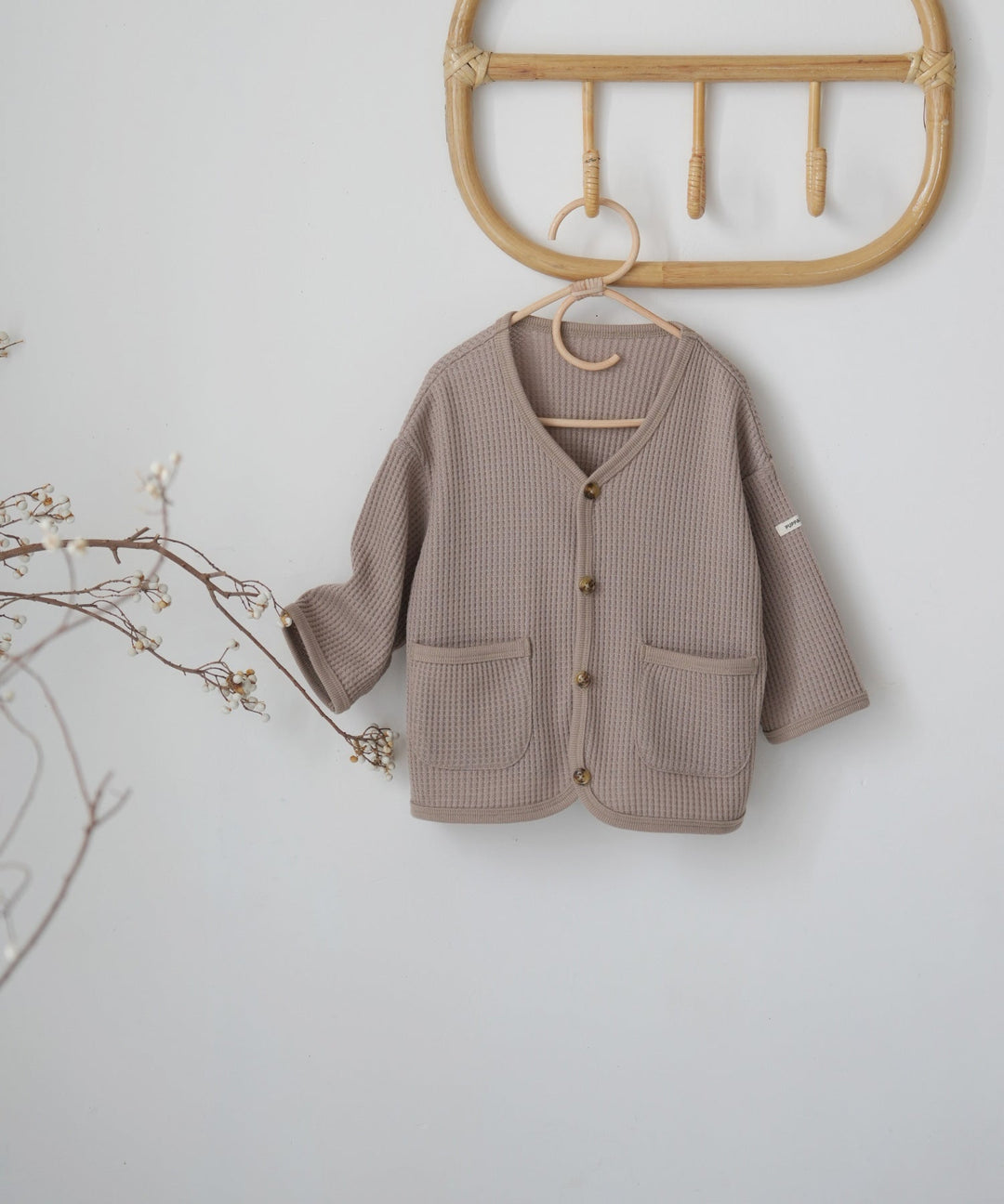 Loose-Fit Waffle Knit Cardigan