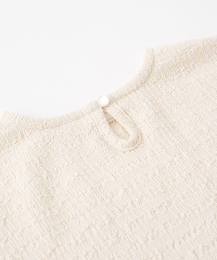 Cap-Sleeve Top & Pants Set (Textured Crepe Fabric)