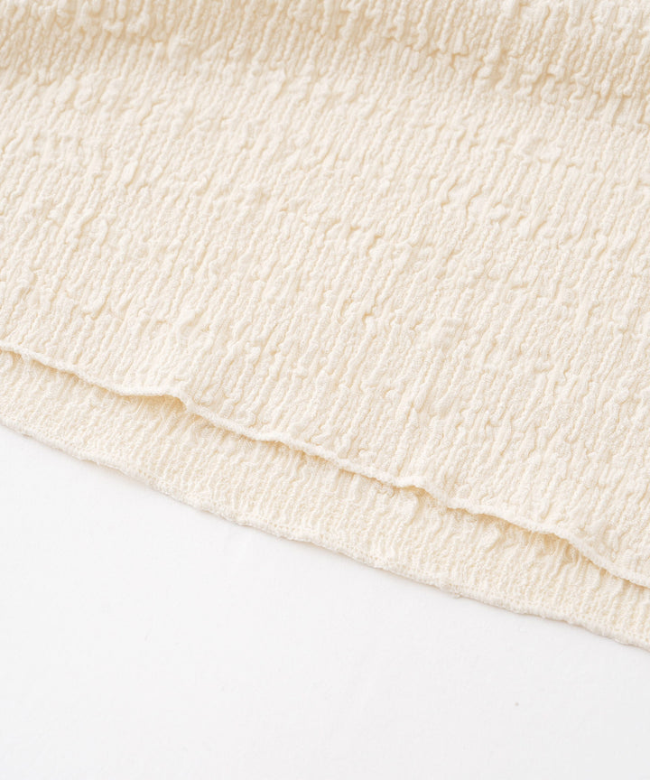 Cap-Sleeve Top & Pants Set (Textured Crepe Fabric)