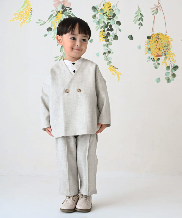 No-Collar Jacket & Slacks Set (Top and Bottom)