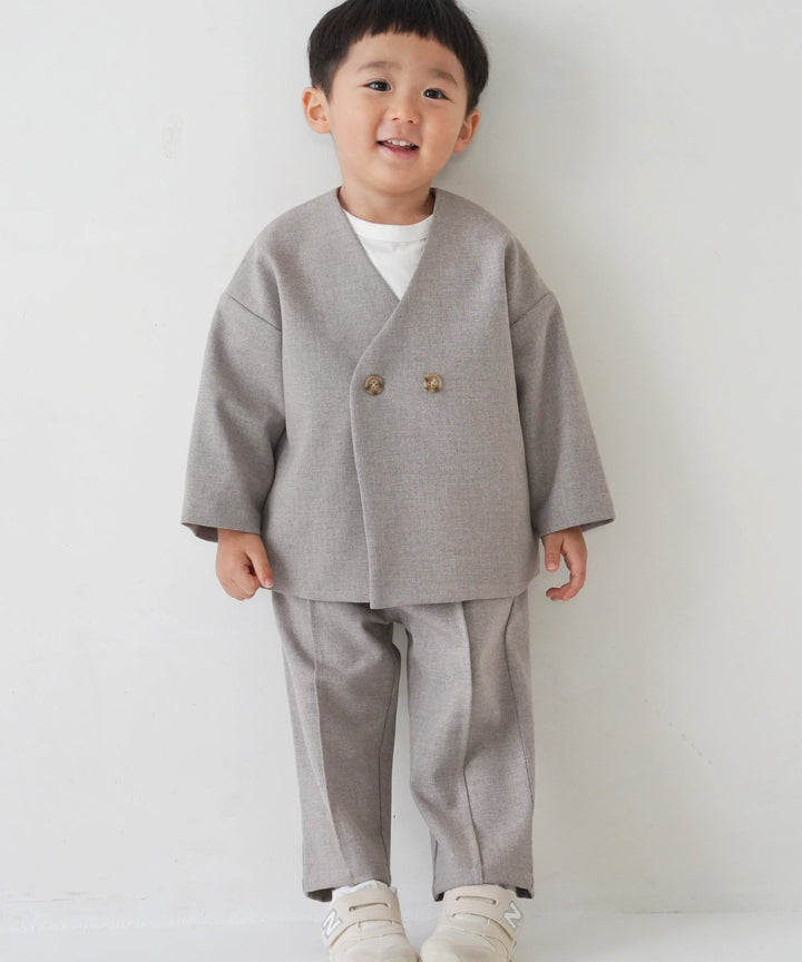 No-Collar Jacket & Slacks Set (Top and Bottom)