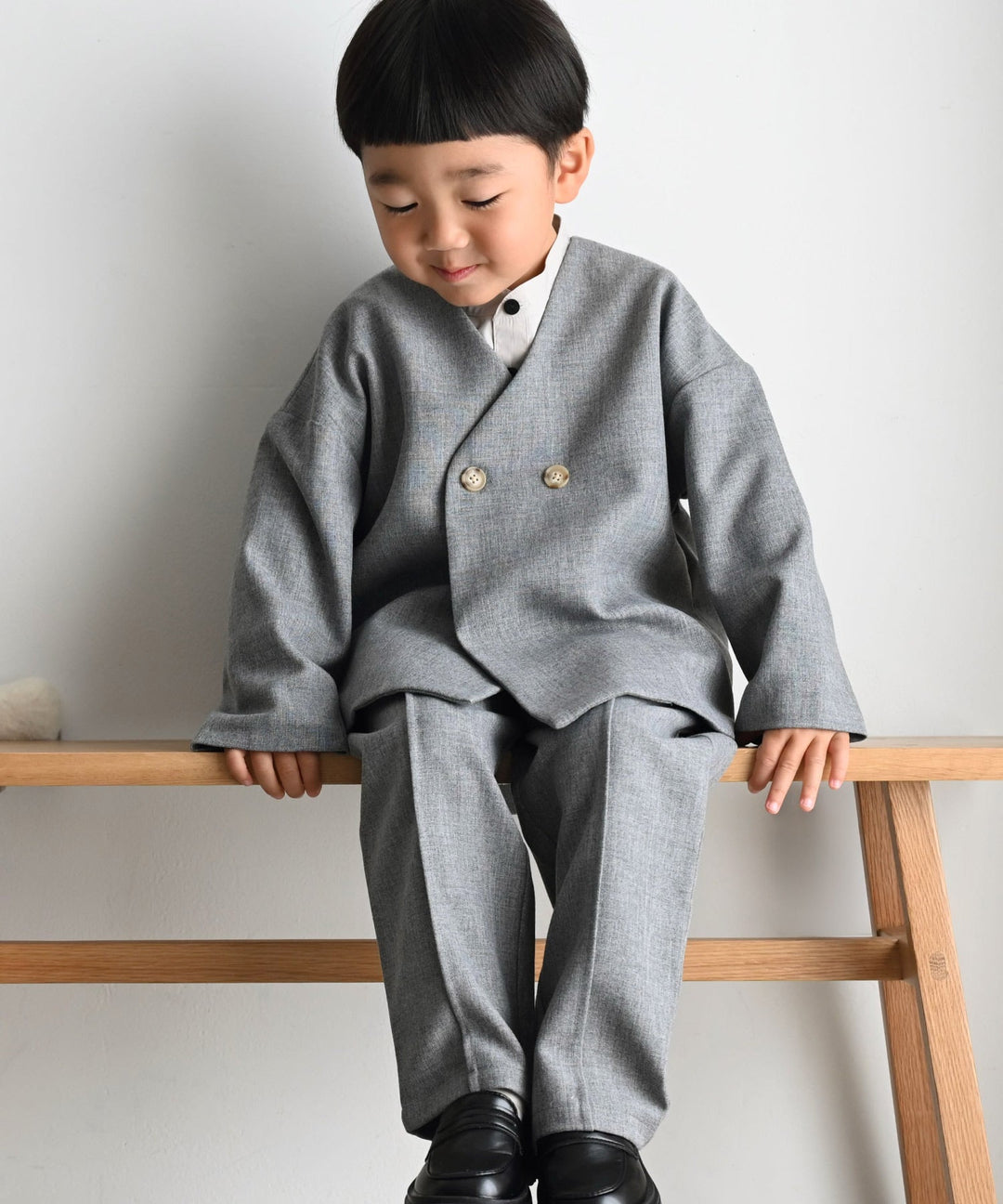 No-Collar Jacket & Slacks Set (Top and Bottom)