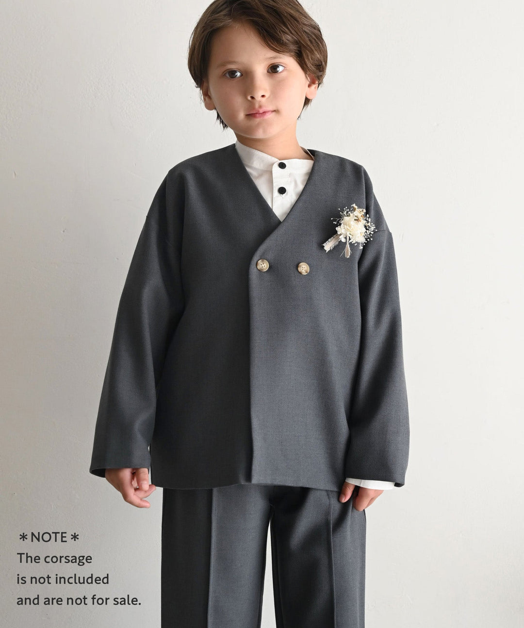 No-Collar Jacket & Slacks Set (Top and Bottom)