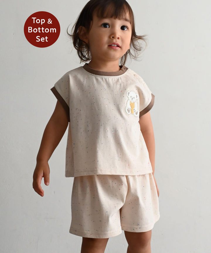 Cap-Sleeve Top & Pants Set (Nep Fabric)