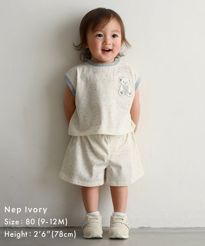 Cap-Sleeve Top & Pants Set (Nep Fabric)