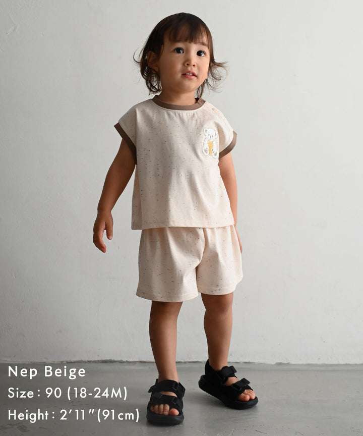 Cap-Sleeve Top & Pants Set (Nep Fabric)