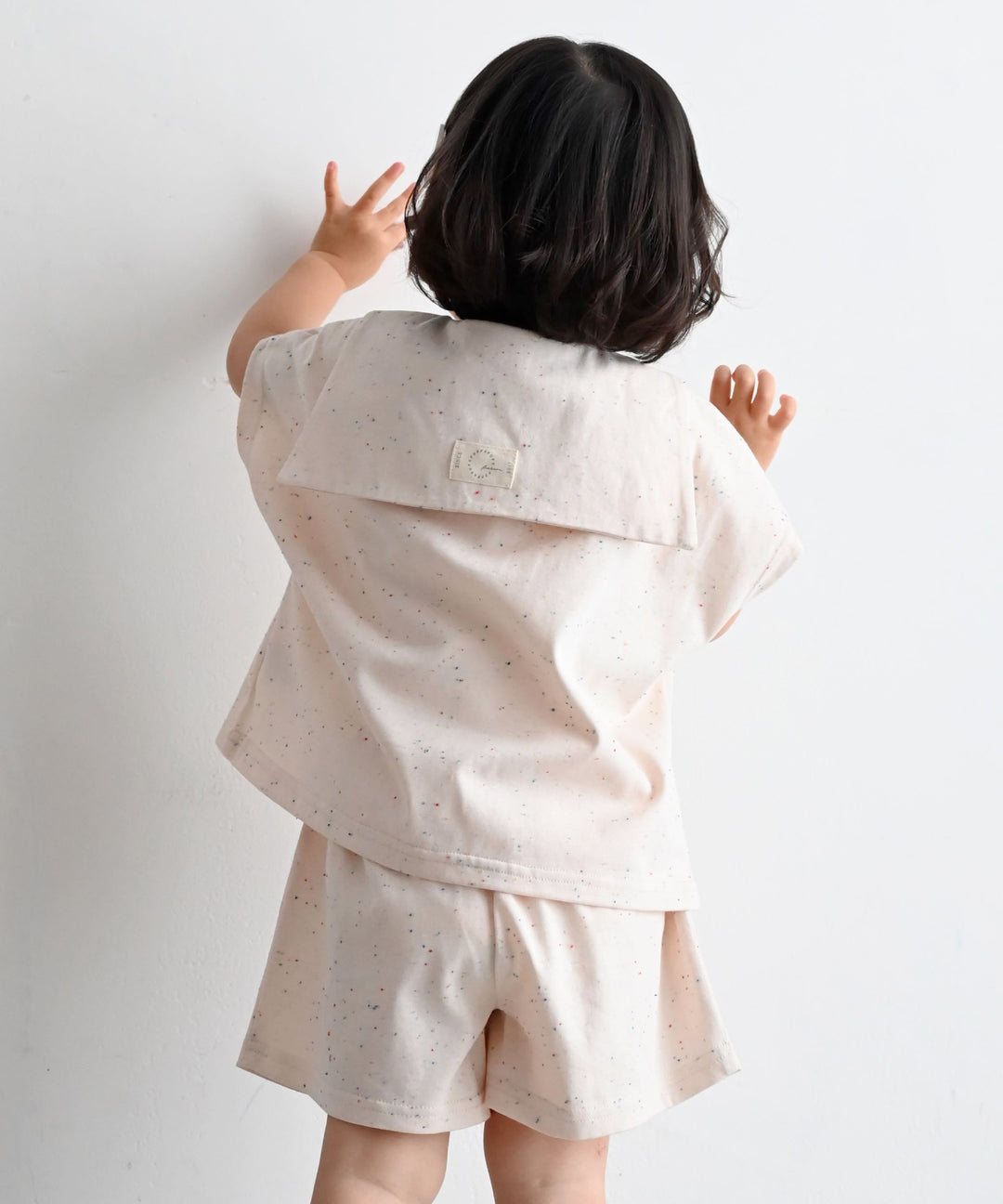 Sailor-Collar Short-Sleeve Shirt & Shorts Set (Nep Fabric)