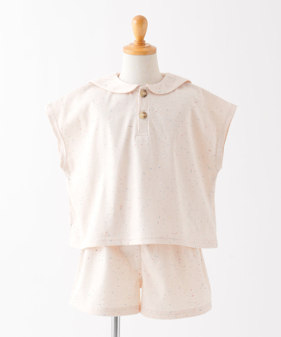 Sailor-Collar Short-Sleeve Shirt & Shorts Set (Nep Fabric)