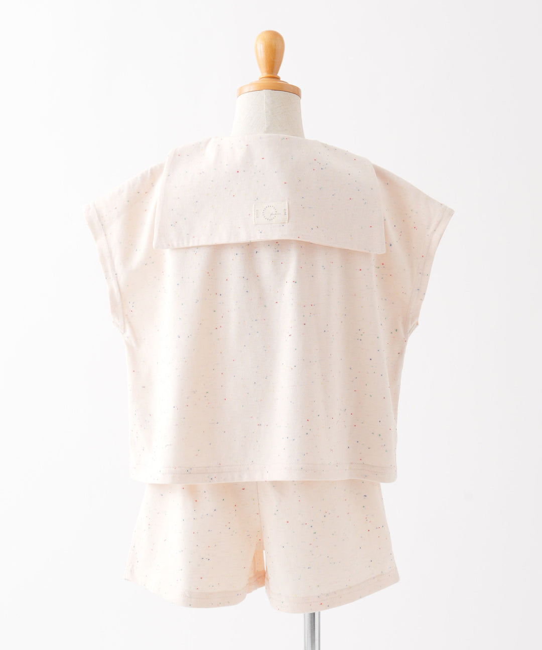 Sailor-Collar Short-Sleeve Shirt & Shorts Set (Nep Fabric)