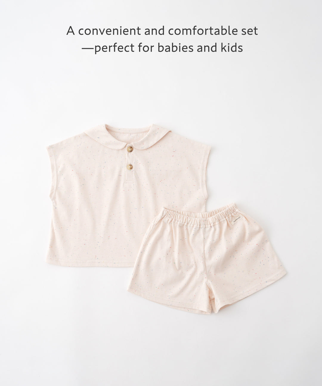 Sailor-Collar Short-Sleeve Shirt & Shorts Set (Nep Fabric)