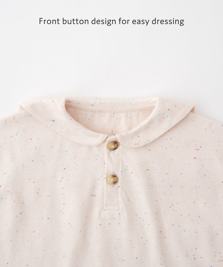 Sailor-Collar Short-Sleeve Shirt & Shorts Set (Nep Fabric)