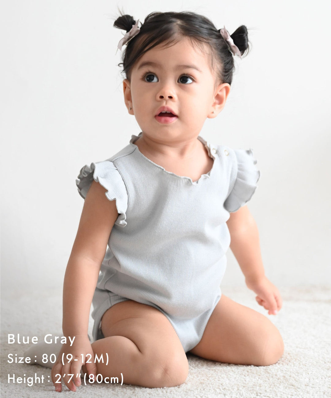 Shoulder Frill Sleeveless Ribbed Romper