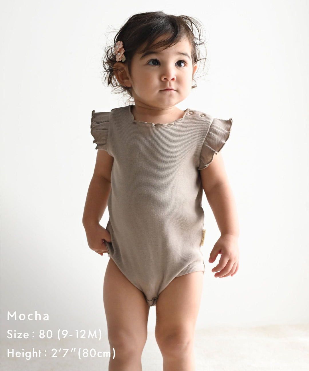 Shoulder Frill Sleeveless Ribbed Romper