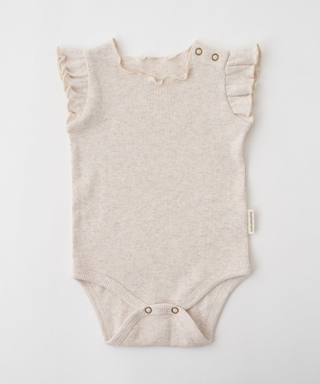 Shoulder Frill Sleeveless Ribbed Romper