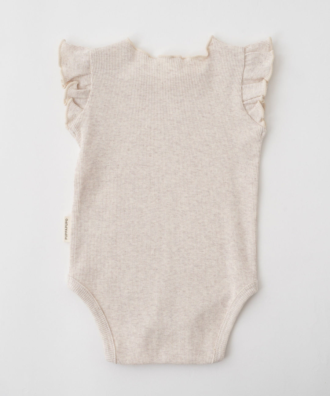 Shoulder Frill Sleeveless Ribbed Romper