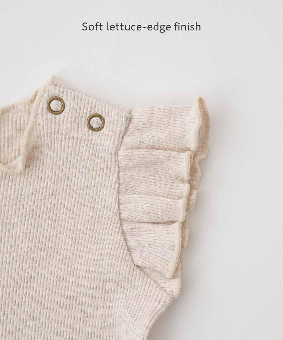 Shoulder Frill Sleeveless Ribbed Romper