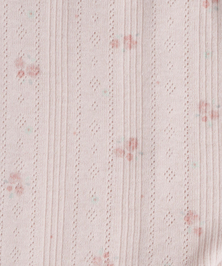 Shoulder-Frill Pointelle Ribbed Romper