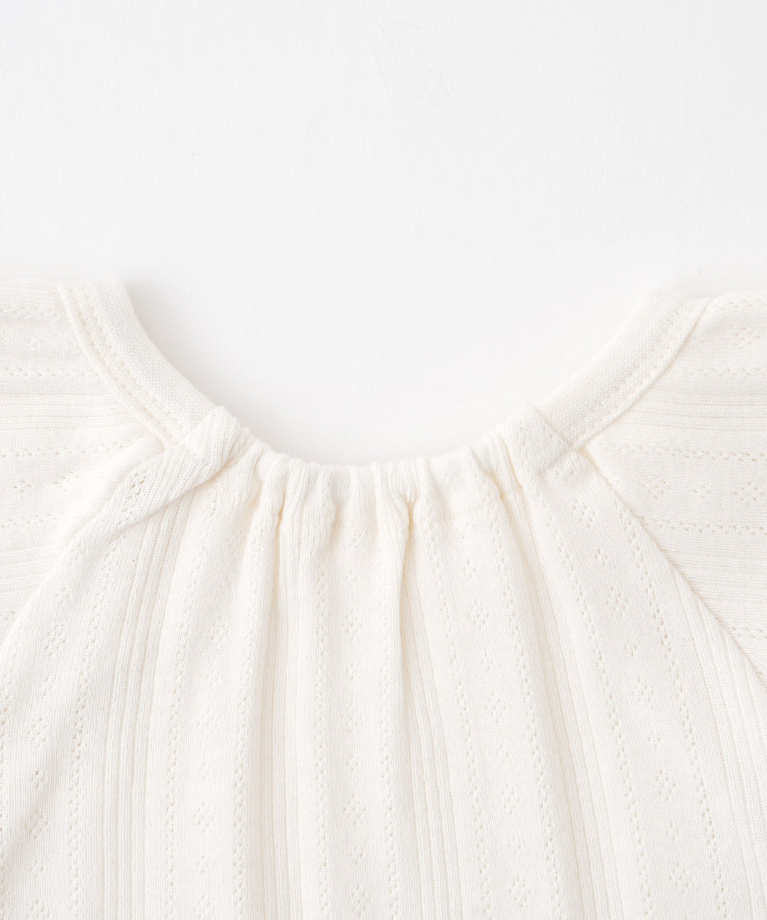 Shoulder-Frill Pointelle Ribbed Romper