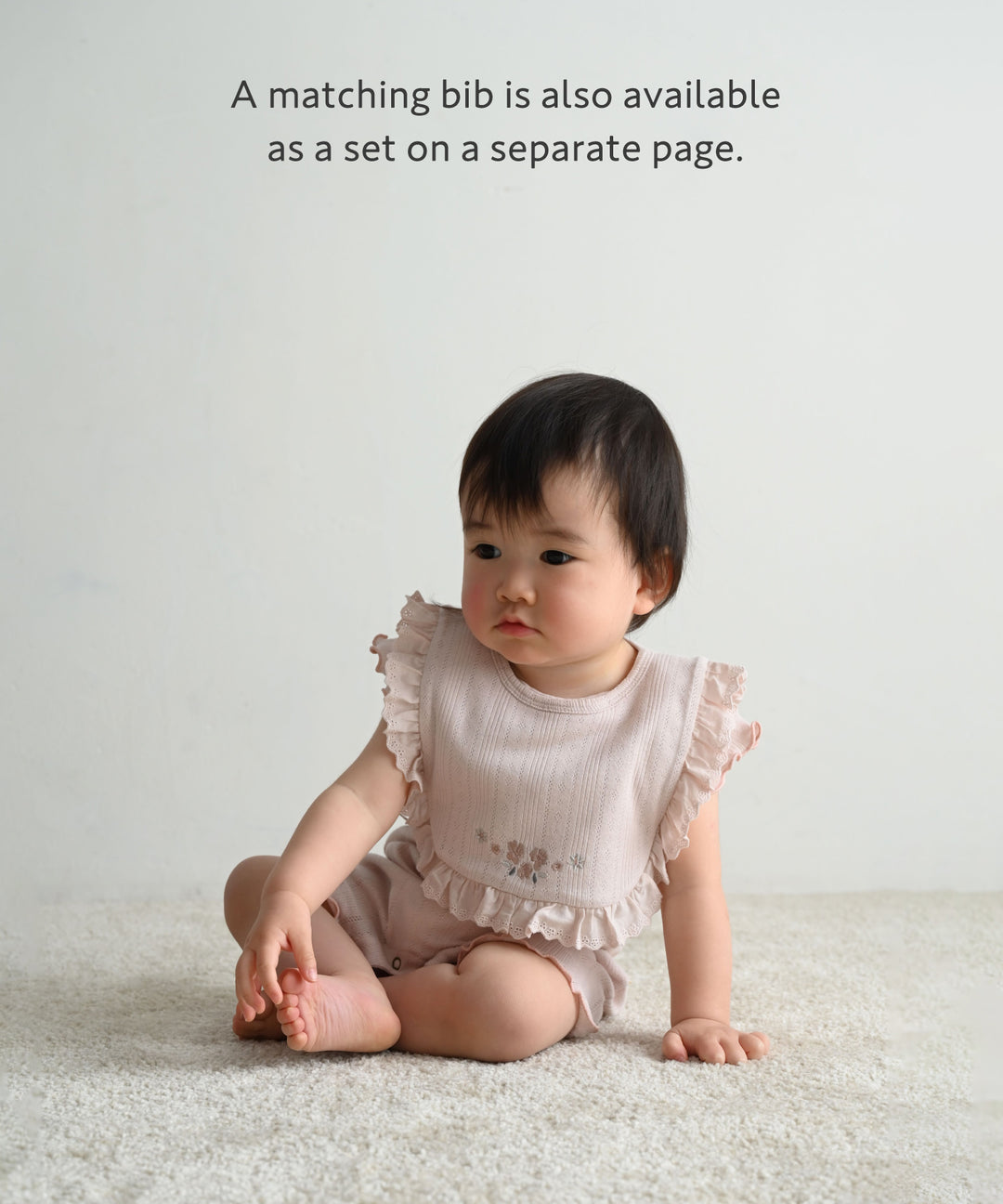 Shoulder-Frill Pointelle Ribbed Romper