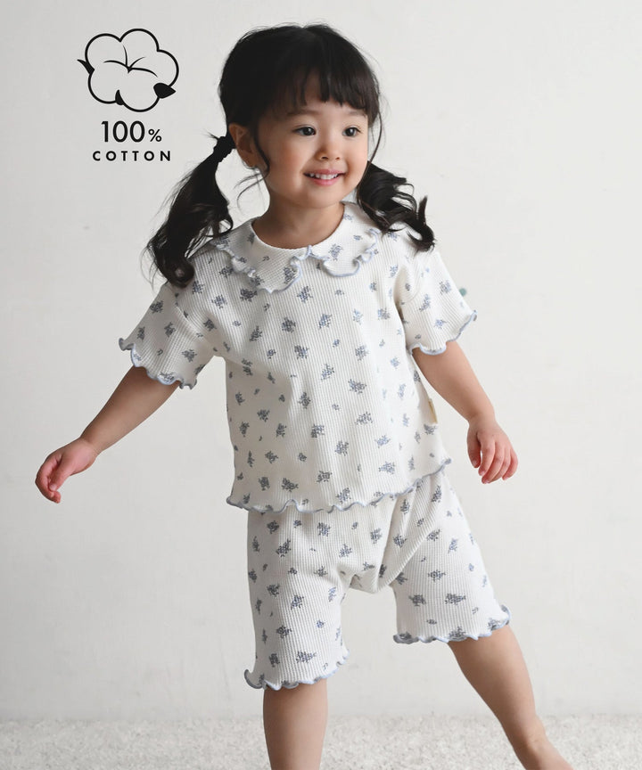 Collared Short-Sleeve Waffle Pajama Set