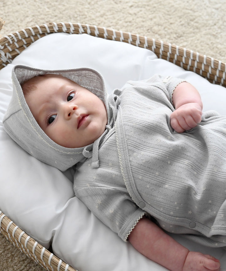 Front-Opening Pointelle Ribbed Romper