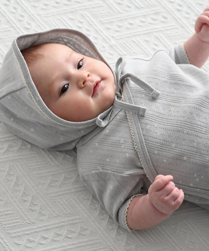 Front-Opening Pointelle Ribbed Romper