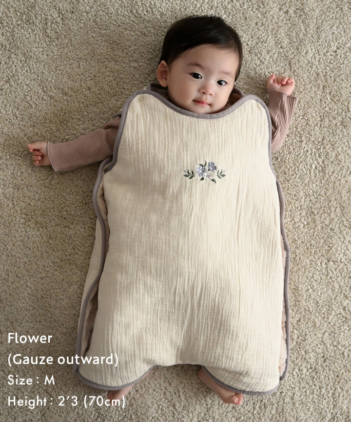 [Moisture-Retaining Flannel × Gauze] Reversible Wearable Blanket