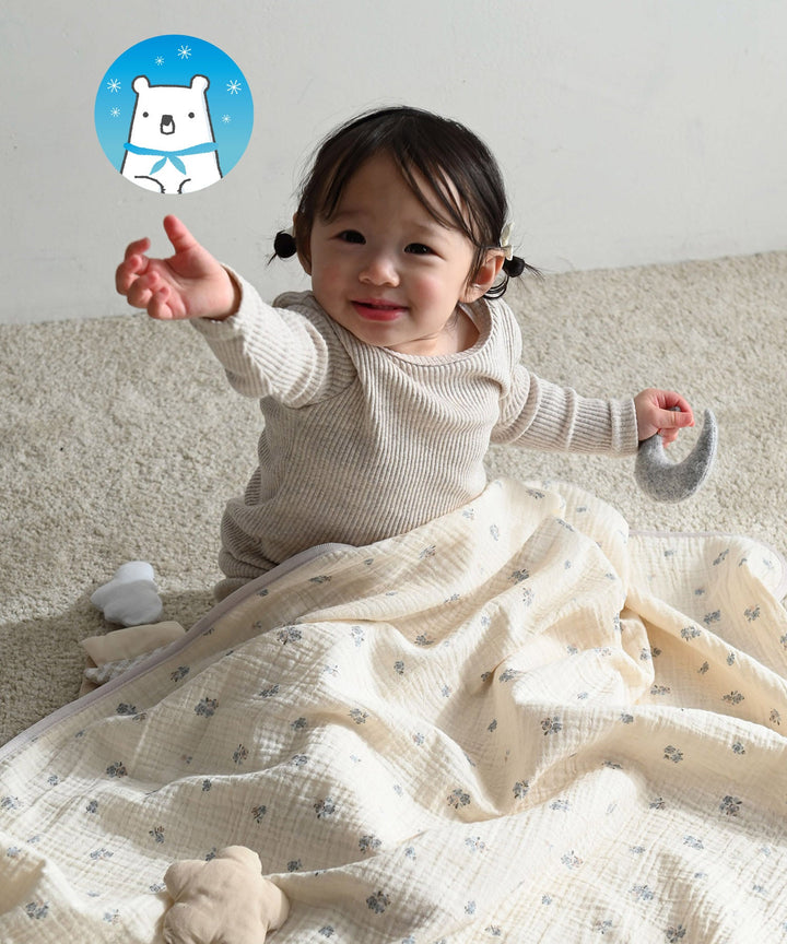 [Reversible] Baby Blanket 27.6″ × 35.4″ (Cooling Fabric × Organic Gauze)