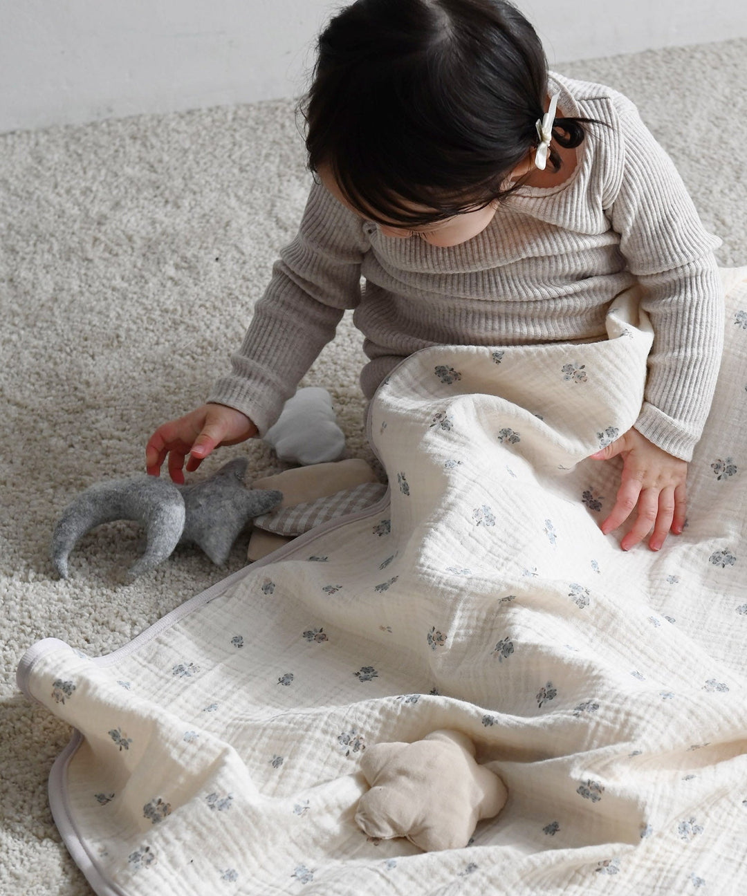 [Reversible] Baby Blanket 27.6″ × 35.4″ (Cooling Fabric × Organic Gauze)