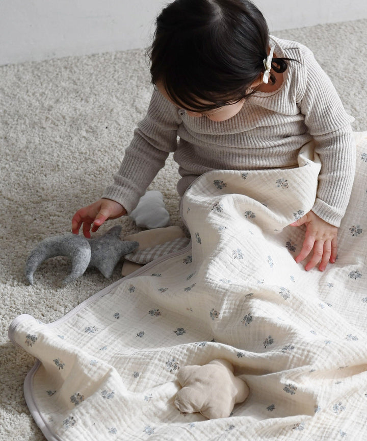 [Reversible] Baby Blanket 27.6″ × 35.4″ (Cooling Fabric × Organic Gauze)