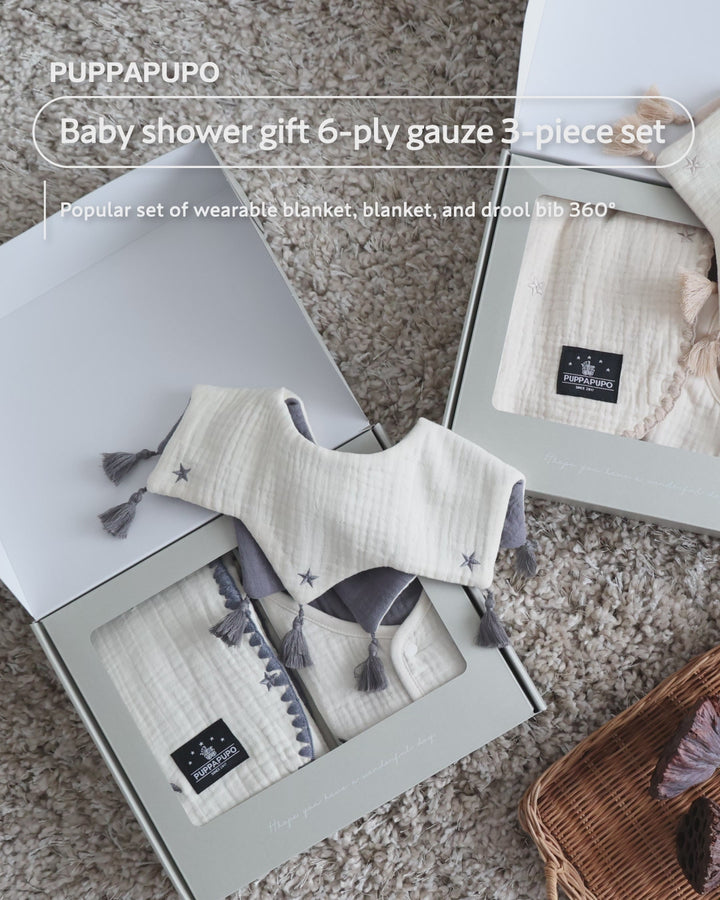 Baby shower gift 6-ply gauze 3-piece set