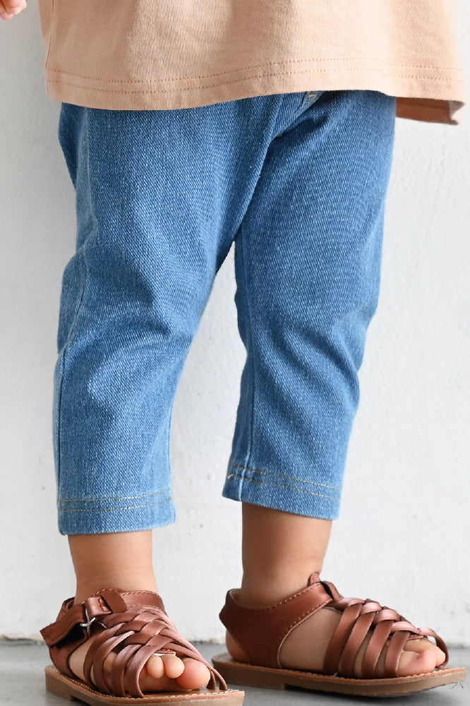 3/4-length Knit Denim Leggings