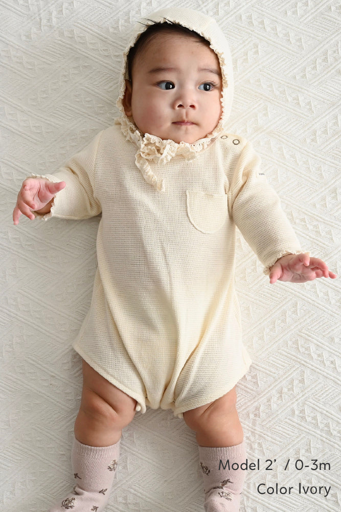 Waffle Romper with Bonnet