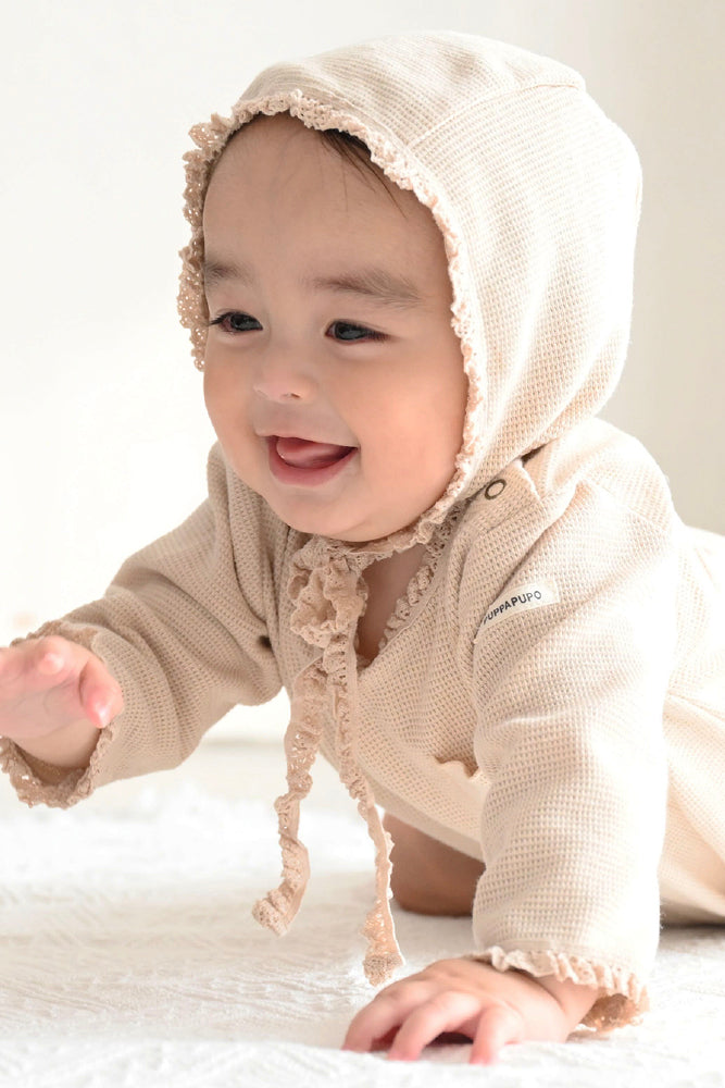 Waffle Romper with Bonnet