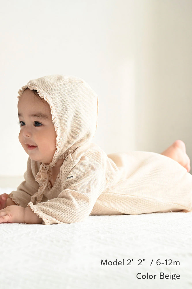 Waffle Rompers with Bonnet