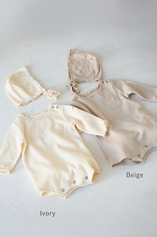 Waffle Romper with Bonnet