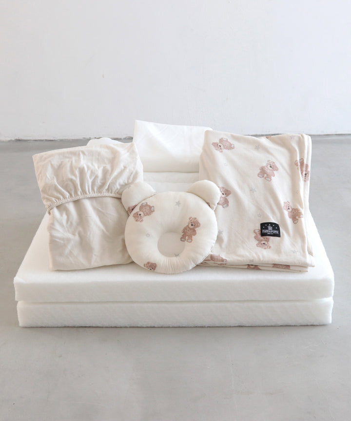 Washable Baby futon set (5 items) Mini size (Bear / Rabbit) Jersey knit